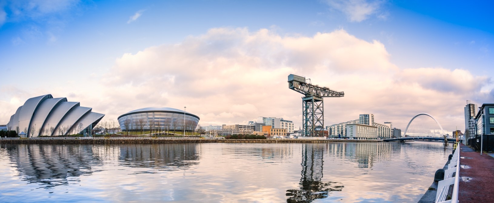 The River Clyde with the Scottish exhibition centre and Science Center in view